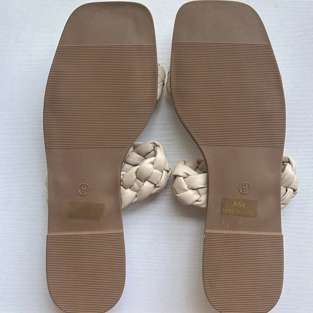 Cream Braided Sandals - Size 9